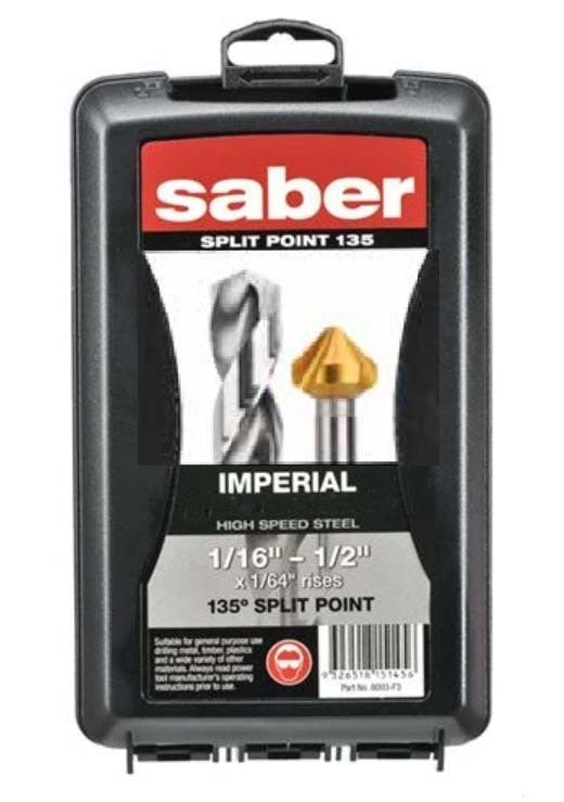 Saber 8003 - F5 - C17 21 Piece HSS Bright Finish Jobber Drill Set Bonus 20mm Countersink - AIMS Industrial Supplies