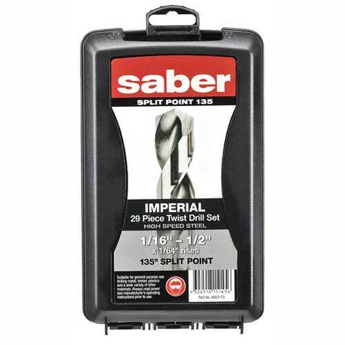 Saber 8003-F5 HSS Bright Finish Jobber Drill Set, 21pieces - ABS2