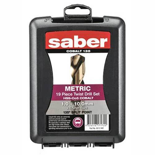 Saber 8012-M2 HSS-Co5 (Cobalt) Jobber Drill Set 1 - 10mm, 19pieces - ABS - AIMS Industrial Supplies