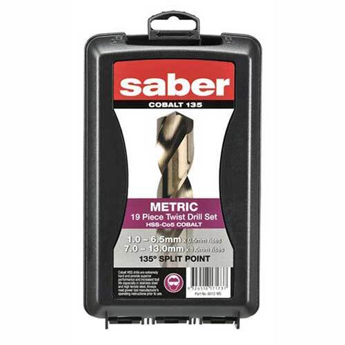 Saber 8012-M5 HSS-Co5 (Cobalt) Jobber Drill Set 1 - 6.5mm, 19pieces - ABS - AIMS Industrial Supplies