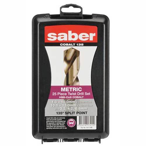 Saber 8012-M6 HSS-Co5 (Cobalt) Jobber Drill Set - ABS Plastic, 25 Pieces - AIMS Industrial Supplies