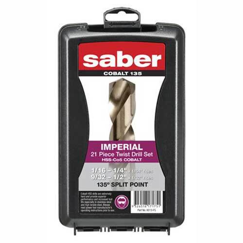 Saber 8013-F5 HSS-Co5 (Cobalt) Jobber Drill Set 1/16 - 1/4", 21pieces - ABS - AIMS Industrial Supplies