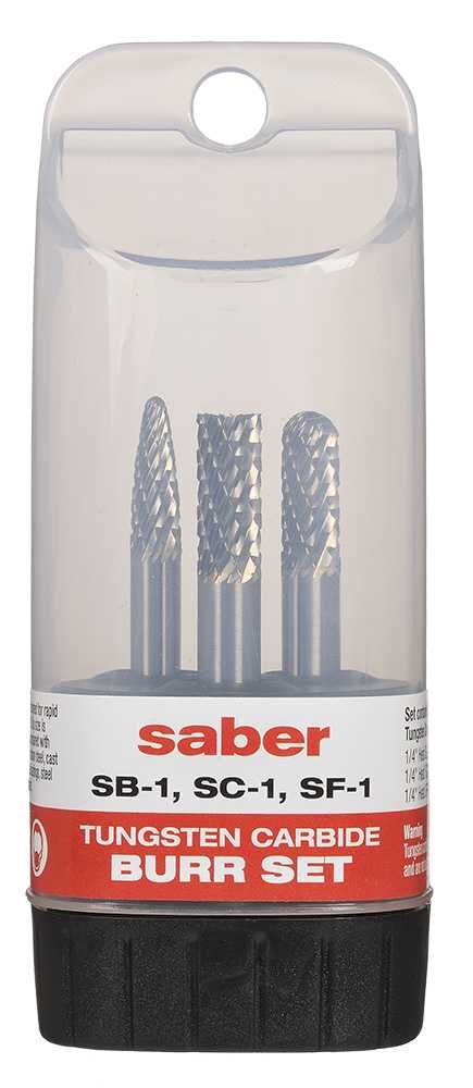 Saber 8020 - S3 1/4" Head Burr Set, 3 Pieces - AIMS Industrial Supplies