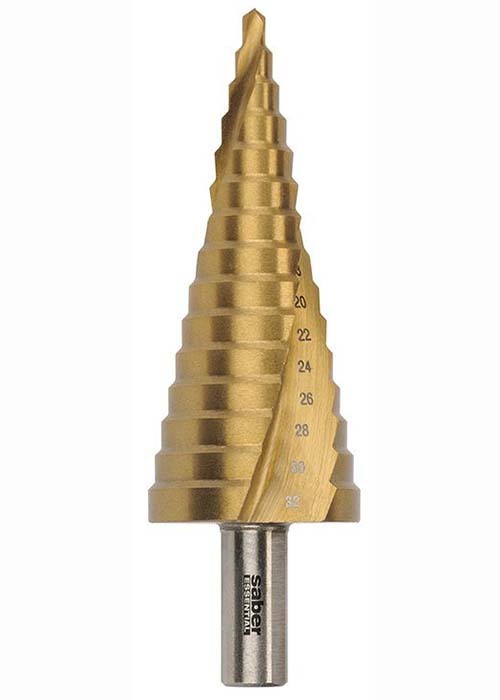 Saber 8035-M3 Essential HSS Spiral Flute TiN Coated Step Drill 4-32mm1