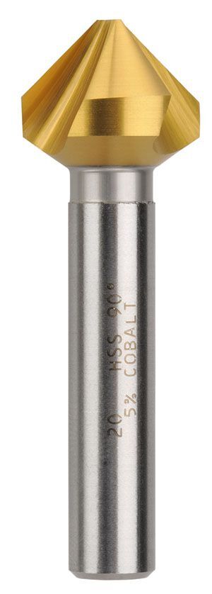 Saber Countersink Triple Flute HSS-Co5 (Cobalt) TiN Coated 90° 20mm
