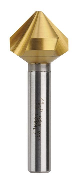 Saber Countersink Triple Flute HSS-Co5 (Cobalt) TiN Coated 90° 25mm