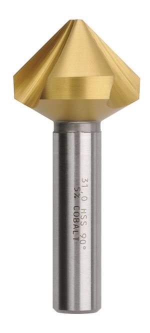 Saber Countersink Triple Flute HSS - Co5 TiN Coated 90° - AIMS Industrial Supplies