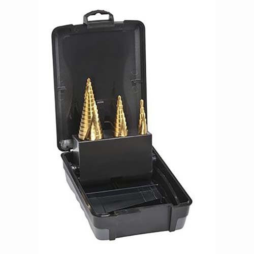 Saber Essential HSS TiN Coated Spiral Flute Step Drill Set - Metric - 8035-S1 - AIMS Industrial Supplies