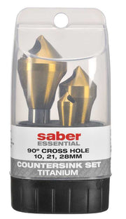Saber Essentials TiN Coated Cross Hole Round Shank 90° Countersink Set1