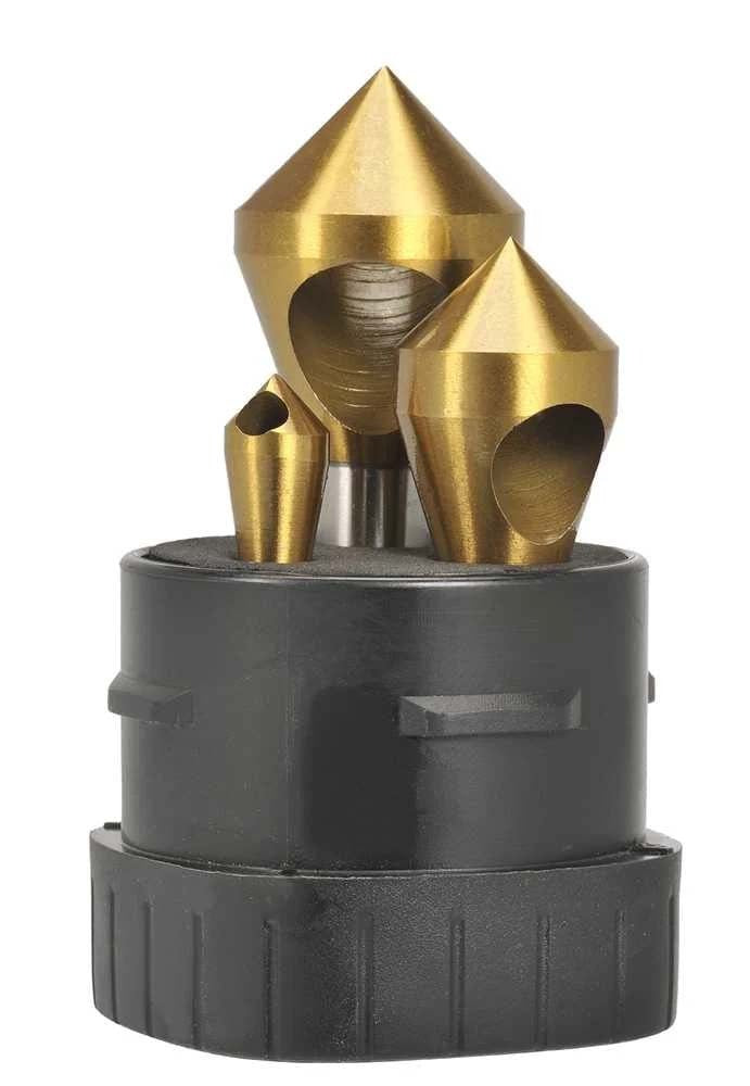 Saber Essentials TiN Coated Cross Hole Round Shank 90° Countersink Set2