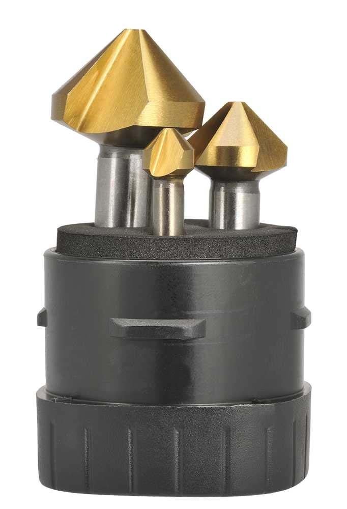 Saber Essentials TiN Coated Triple Flute Round Shank 90° Countersink Set - AIMS Industrial Supplies