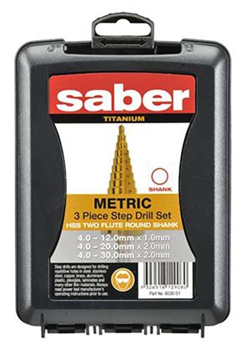 Saber HSS TiN Coated Straight Flute Step Drill Set - Metric - 8030-S1 - AIMS Industrial Supplies
