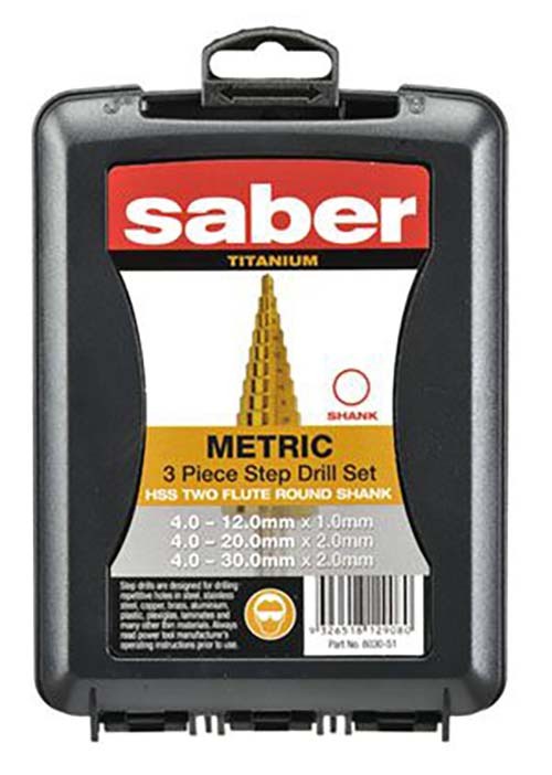 Saber HSS TiN Coated Straight Flute Step Drill Set - Metric - 8030-S12