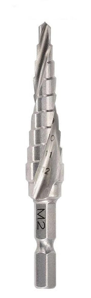 Saber Metric Spiral Flute Hex Shank HSS Step Drill1