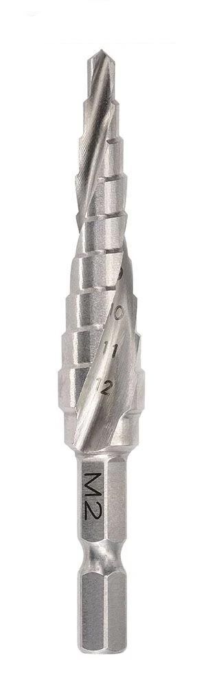 Saber Metric Spiral Flute Hex Shank HSS Step Drill1