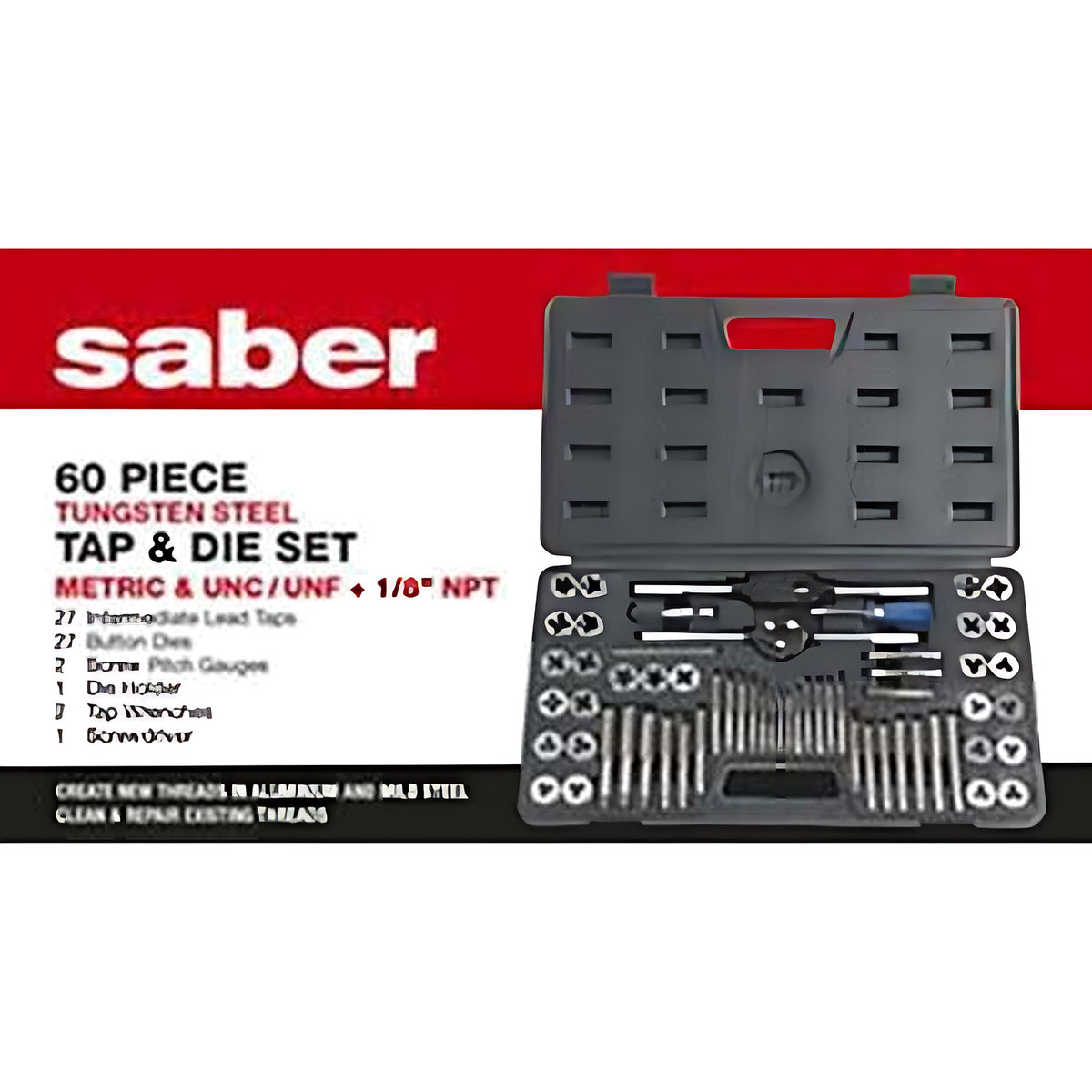 Saber S2 Tap and Die Set - Metric, UNC/UNF and 1/8" NPT - 8050-S2