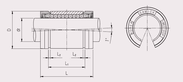 Samick LMES30UUOP 30mm Self - Aligning Linear Bushing (LMES_OP) - AIMS Industrial Supplies