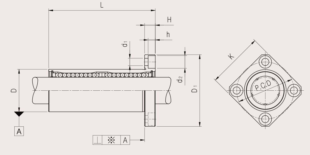 Samick Square Flanged Long Linear Bushing (LMK_L) - AIMS Industrial Supplies