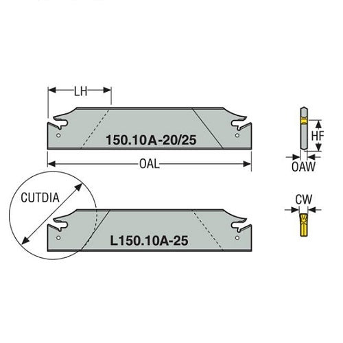 Seco 150.10A Parting Off 20/25 HSS Blade 2
