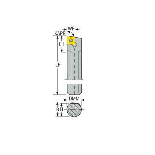Seco Internal Turning Toolholder Solid Steel Screw Lock 76.2 x 6.35 x 6.73mm Right 95° C Insert Shape S04-SCLDR-1.2 - AIMS Industrial Supplies