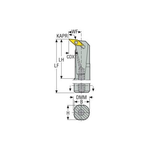 Seco Internal Turning Toolholder Steel Pin Lock 304.8 x 25.4 x 30.48mm Right 95° V Insert Shape A16-PVLNR-2.52