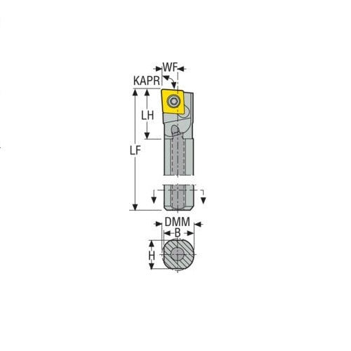 Seco Internal Turning Toolholder Steel Screw Lock 152.4 x 12.7 x 14.5mm Right 95° C Insert Shape A08-SCLCR-22
