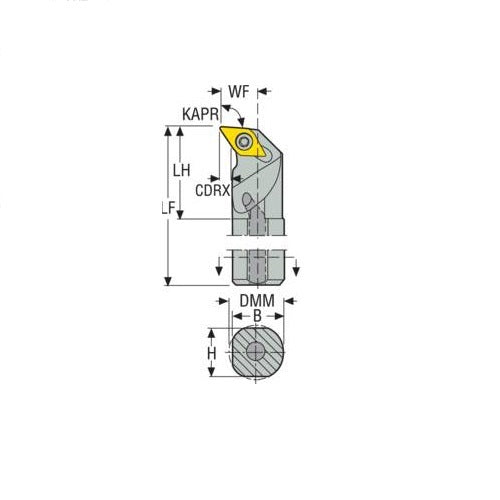 Seco Internal Turning Toolholder Steel Screw Lock 152.4 x 12.7 x 19.81mm Right 93° D Insert Shape A08-SDUCR-22