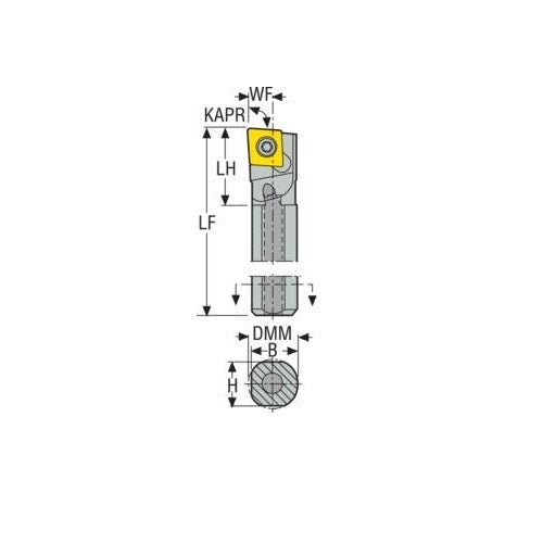 Seco Internal Turning Toolholder Steel Screw Lock 152.4 x 9.52 x 18.5mm Right 95° C Insert Shape A06-SCLCR-2 - AIMS Industrial Supplies