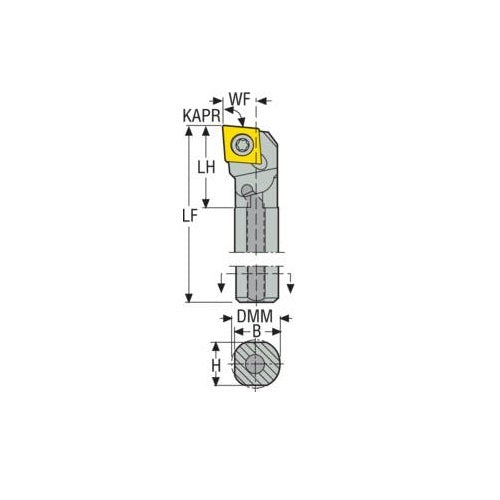 Seco Internal Turning Toolholder Steel Screw Lock 203.2 x 12.7 x 16mm Right 95° C Insert Shape A08-SCLCR-32