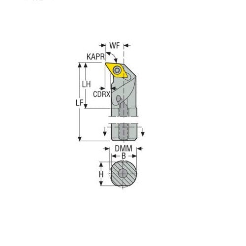 Seco Internal Turning Toolholder Steel Screw Lock 203.2 x 15.88 x 25.4mm Right 93° D Insert Shape A10-SDUCR-22