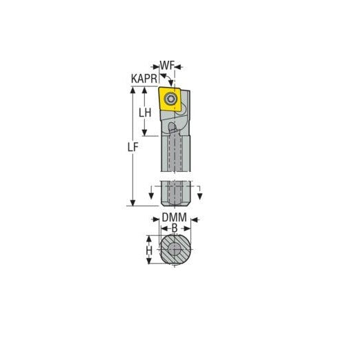 Seco Internal Turning Toolholder Steel Screw Lock 203.2 x 9.52 x 18.5mm Right 95° C Insert Shape A10-SCLCR-22