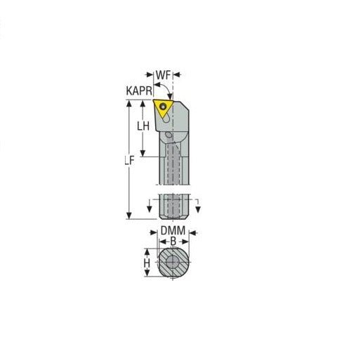 Seco Internal Turning Toolholder Steel Screw Lock 203.2 x 12.7 x 15.88mm Right 93° T Insert Shape A08-STUCR-2 - AIMS Industrial Supplies