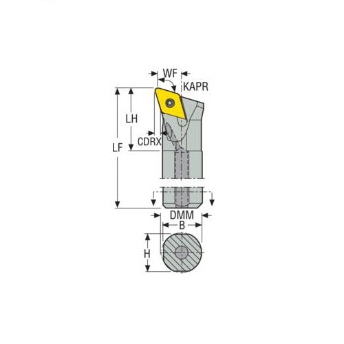 Seco Internal Turning Toolholder Steel Screw Lock 254 x 19.05 x 24.89mm Right 107.5° D Insert Shape A12-SDQNR-32