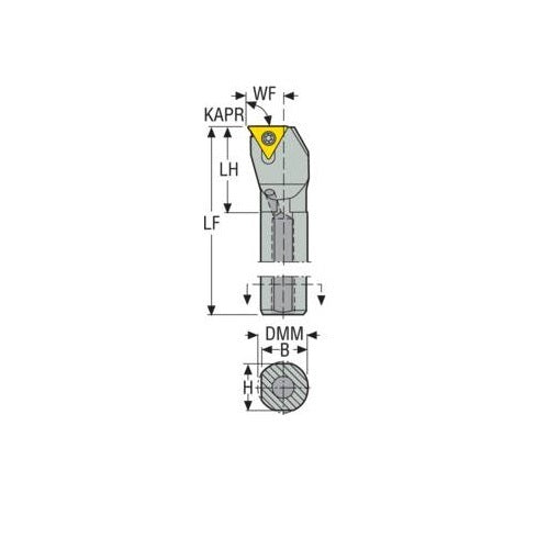 Seco Internal Turning Toolholder Steel Screw Lock 254 x 19.05 x 25.4mm Right 90° T Insert Shape A12-STFCR-22