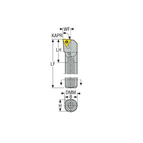 Seco Internal Turning Toolholder Steel Screw Lock 254 x 19.05 x 25.4mm Right 93° T Insert Shape A12-STUCR-32