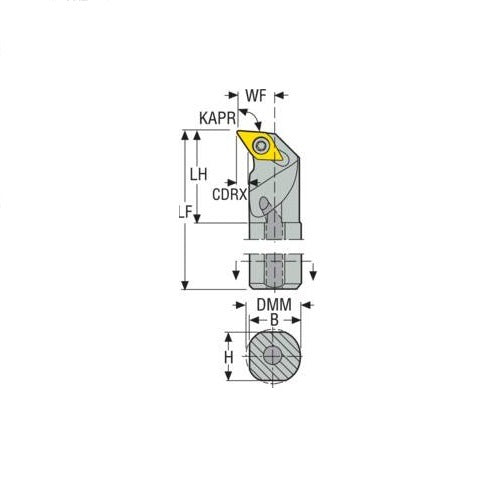 Seco Internal Turning Toolholder Steel Screw Lock 254 x 19.05 x 28.58mm Left 93° D Insert Shape A12-SDUCL-32