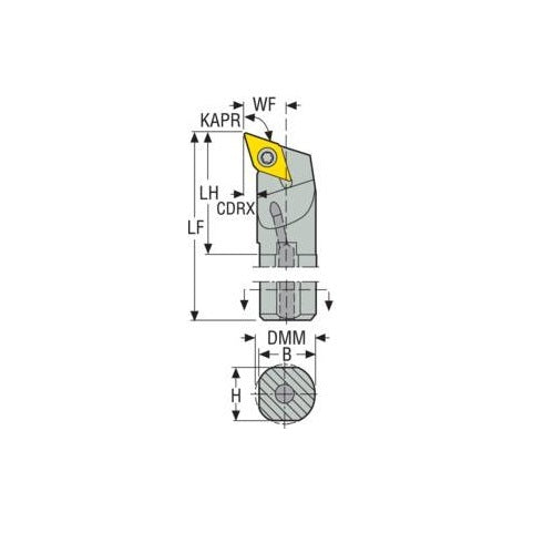 Seco Internal Turning Toolholder Steel Screw Lock 254 x 19.05 x 28.58mm Right 107.5° D Insert Shape A12-SDQCR-32