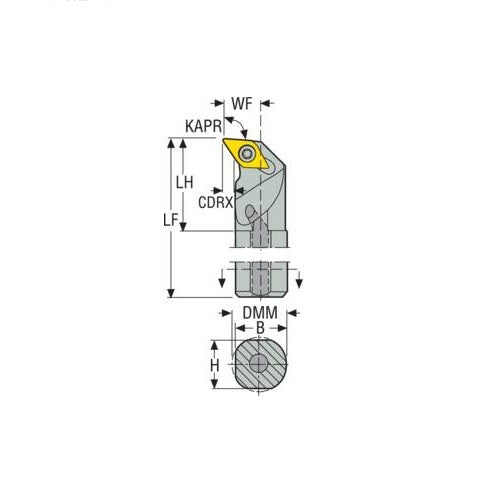 Seco Internal Turning Toolholder Steel Screw Lock 304.8 x 19.05 x 28.58mm Right 93° D Insert Shape A12-SDUCR-32