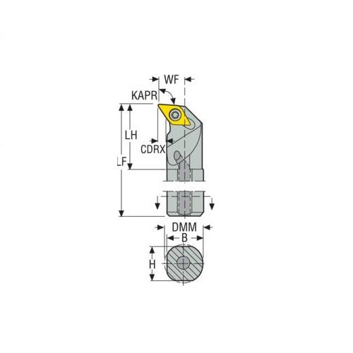 Seco Internal Turning Toolholder Steel Screw Lock 304.8 x 25.4 x 38.1mm Right 93° D Insert Shape A16-SDUCR-32