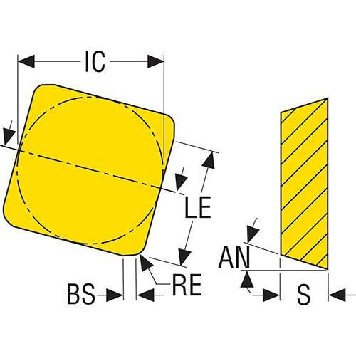 Seco Milling Insert 3.17 x 1.75 x 12.7mm T25M Grade Right N Type - MD14 SPKN1203EDTR-MD14,T25M - Pack of 102