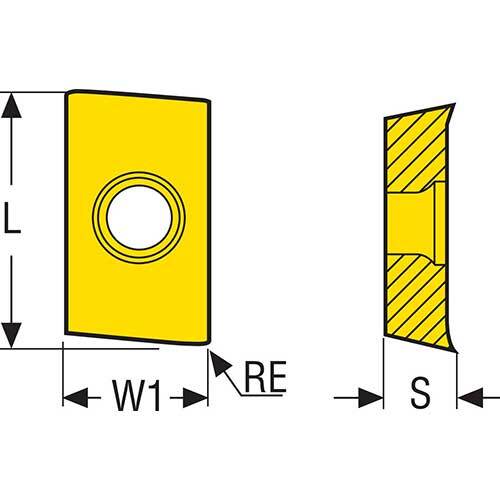 Seco Milling Insert 4.96 x 0.8 x 16.45mm T25M Grade Right T Type - D15 APFT1604PDTR-D15,T25M - Pack of 102