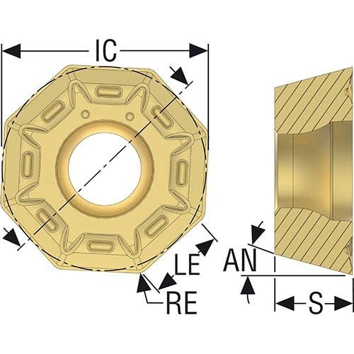 Seco Octomill Face Milling Insert Size 05 4.76 x 12.7 x 12.7mm Neutral Grade MK2050 T Type MD20 Designation ODMT050408TN-MD20,MK2050 Pack of 10 - AIMS Industrial Supplies