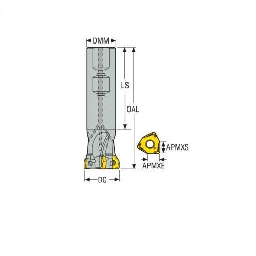 Seco Square 6 Shoulder Shank Milling Cutter Shank .3S - Weldon - AIMS Industrial Supplies
