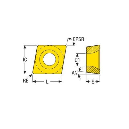 Seco Turning Insert C Shape Code 2.38 x 0.4 x 6.35mm T Insert Type - M3 7° Grade TK0501 ± 0.05/± 0.05mm CCMT060204-M3 Pack of 102