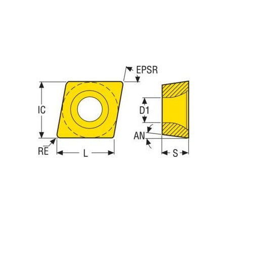 Seco Turning Insert C Shape Code 2.38 x 0.4 x 6.35mm T Insert Type - W-F1 7° Grade TP2501 ± 0.05/± 0.05mm CCMT060204W-F1 Pack of 102