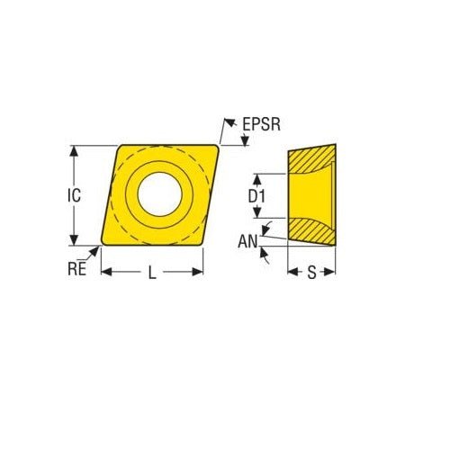 Seco Turning Insert C Shape Code 2.38 x 0.4 x 6.35mm T Insert Type - W - F1 7° Grade TP2501 ± 0.05/± 0.05mm CCMT060204W - F1 Pack of 10 - AIMS Industrial Supplies