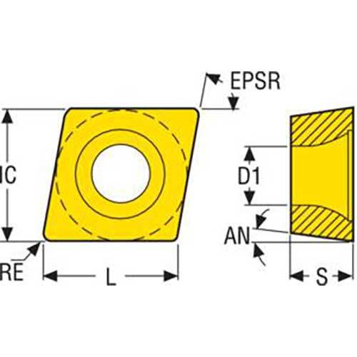 Seco Turning Insert C Shape Code 3.97 x 0.8 x 9.53mm T Insert Type - W-MF2 7° Grade TM2501 ± 0.13/± 0.05mm CCMT09T308W-MF2 Pack of 102