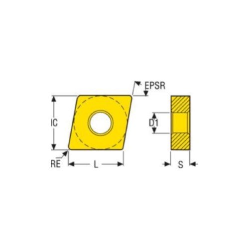 Seco Turning Insert C Shape Code 4.76 x 0.4 x 12.7mm G Insert Type - M1 Grade 883 ± 0.13/± 0.025mm Tolerance CNGG120404-M1,883 - Pack of 10 - AIMS Industrial Supplies