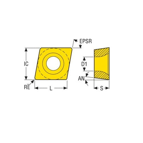 Seco Turning Insert C Shape Code 5.56 x 1.2 x 15.88mm T Insert Type - M5 7° Grade TP3501 ± 0.13/± 0.100mm CCMT160512-M5 Pack of 102