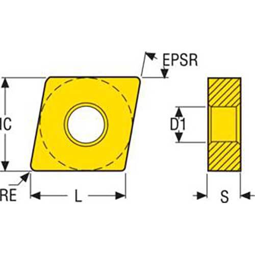 Seco Turning Insert C Shape Code 6.35 x 1.2 x 19.05mm G Insert Type - MR7 Grade TP25 ± 0.13/± 0.1mm CNMG190612-MR7 Pack of 102